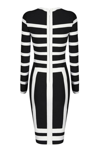 Robe ajustée bicolore noir-blanc